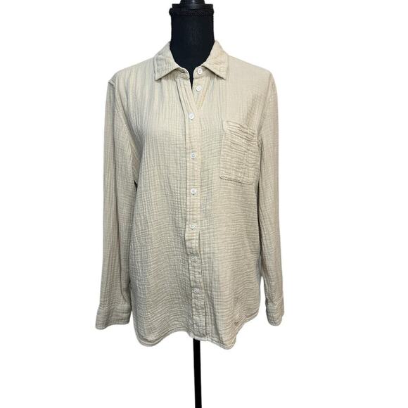 J.Crew Tops - J. Crew Re-Imagined Women’s Button Down Shirt Size PL Cream Long Sleeves Casual